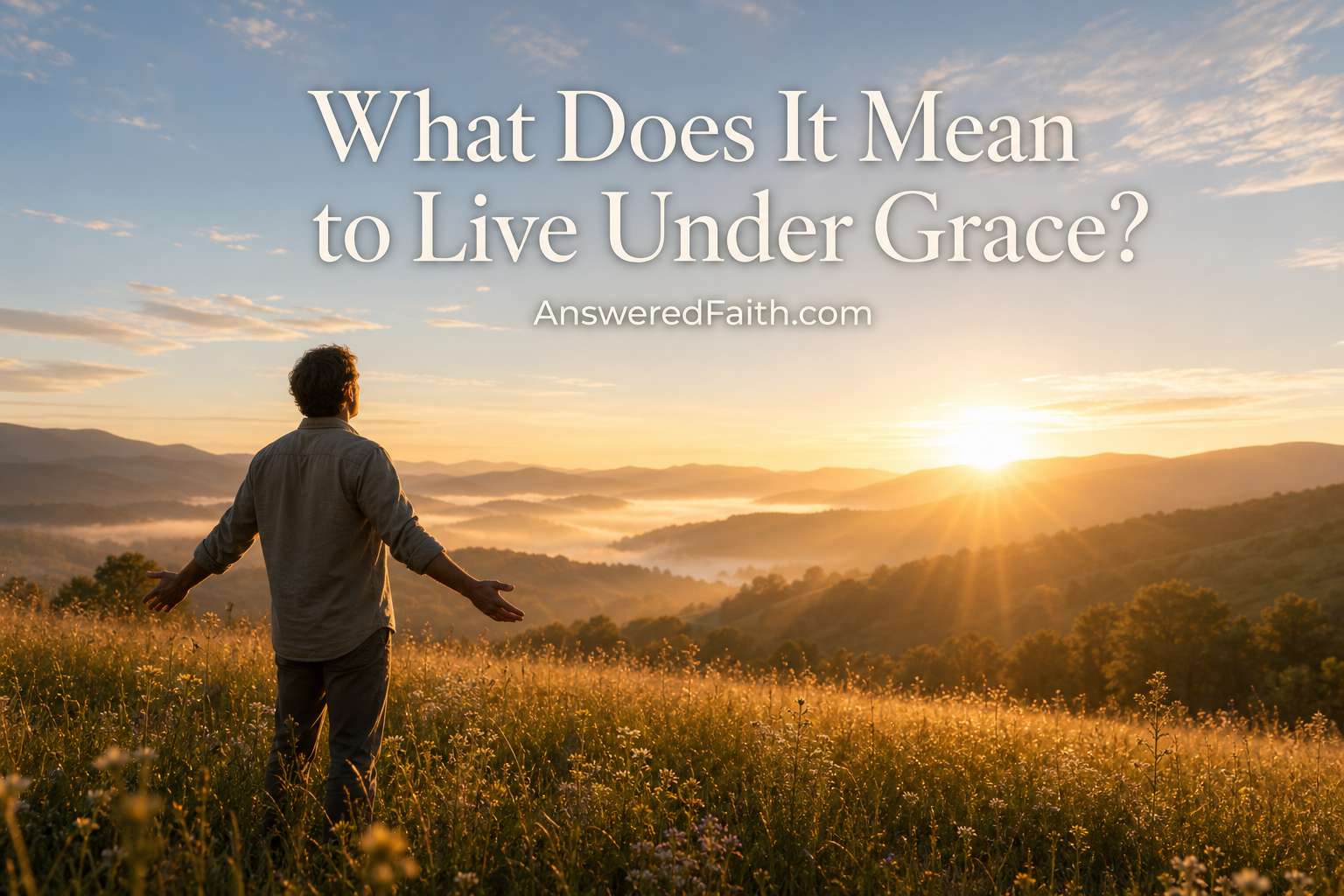 What Does It Mean to Live Under Grace? — man standing in a sunlit meadow with