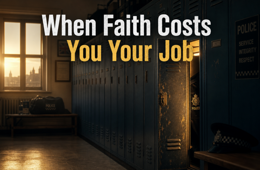 When Faith Costs You Your Job — a police locker room with an open locker
